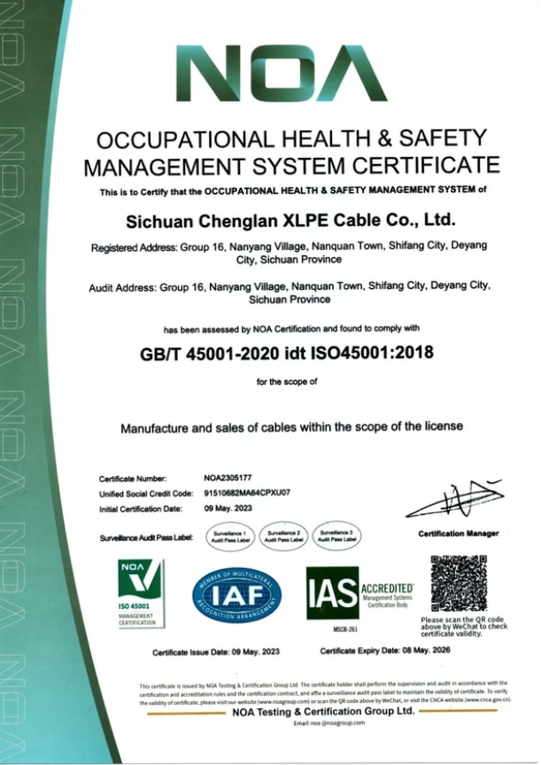 职业健康管理体系证书（英文）